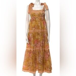 Zimmermann Yellow and Pink Striped Floral Dress